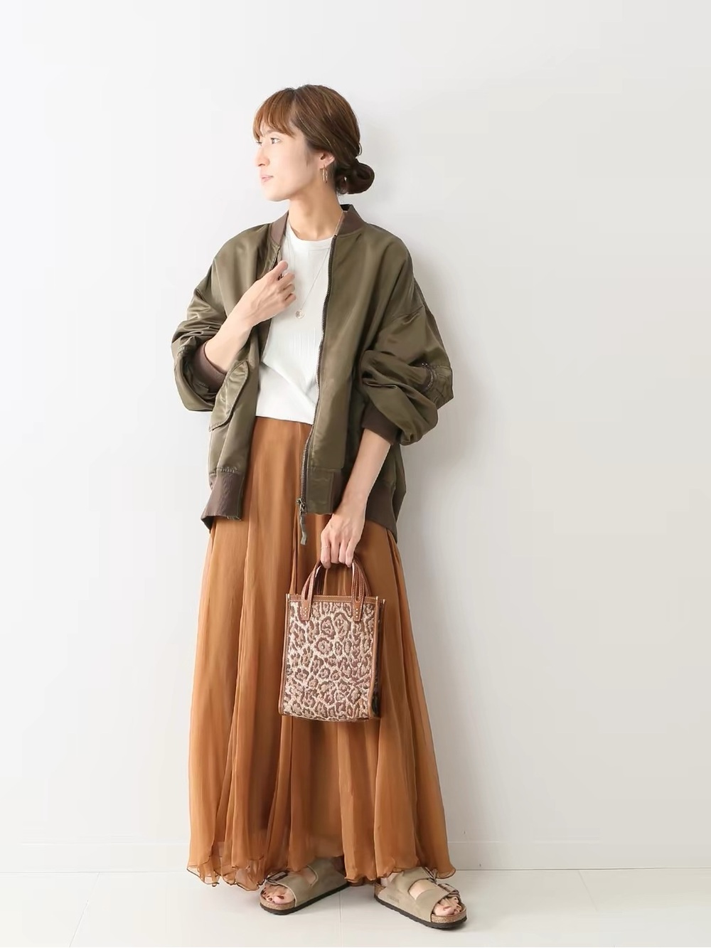 Olive Green Satin Bomber Jacket